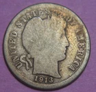 1913-S Barber Head Silver Dime - 10C - No Reserve!