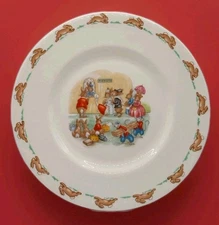 Royal Doulton Bunnykins Vintage Plate Mail Ticket Bone China England 8 Inch