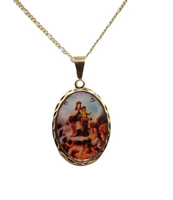 Virgen del Carmen  Pendant 18k Gold Plated with 22 inch Chain