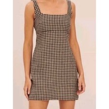 Banana Republic Brown Plaid SL Aline Career Academia Mini Dress Petite 00 EUC