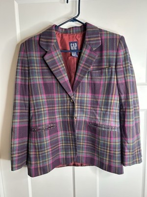 GAP Women s Size Small Plaid Blazer Wool Blend Preppy Old Money 2670