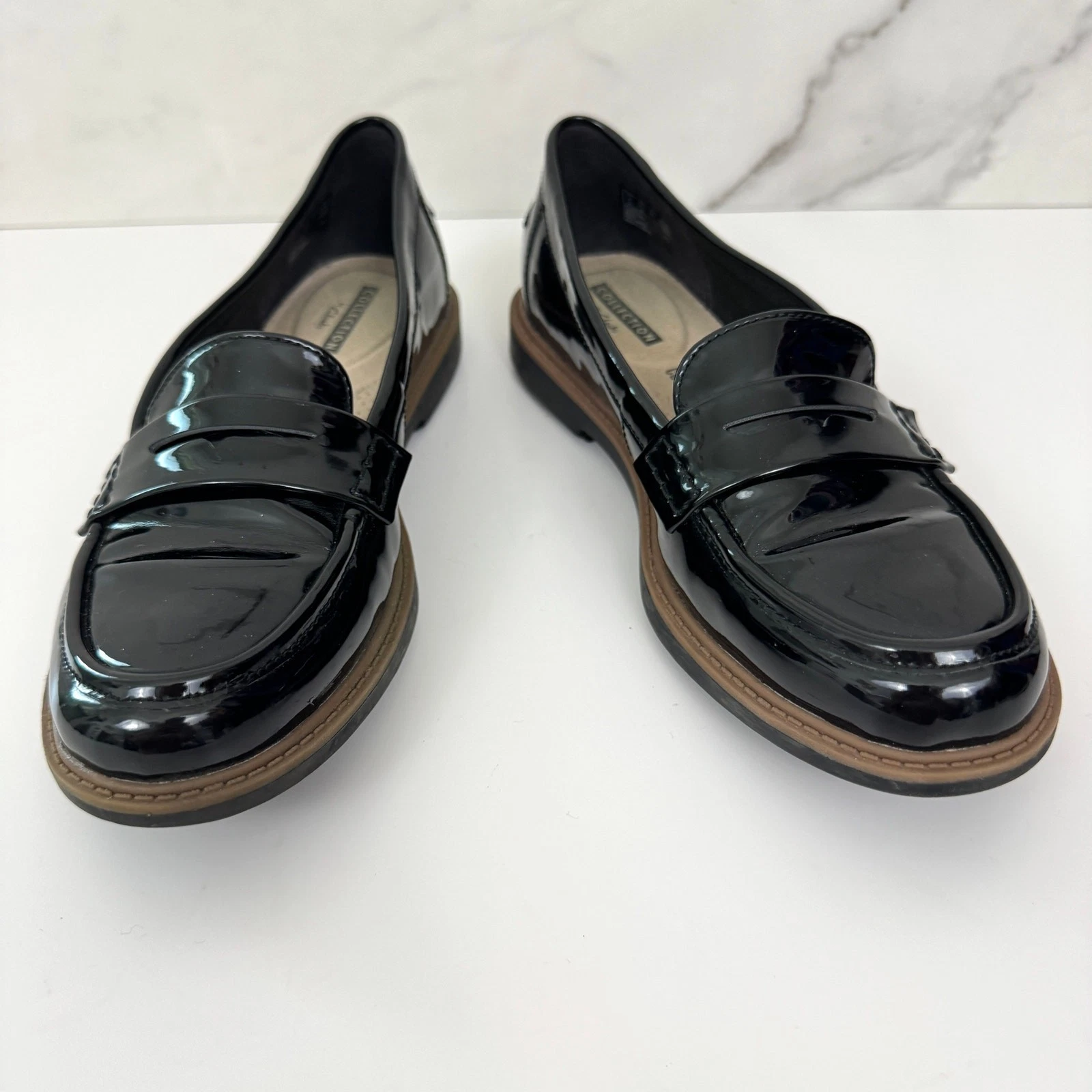 Scarpe basse mocassino donna Clarks Collections Penny misura 6 5 vernice nero