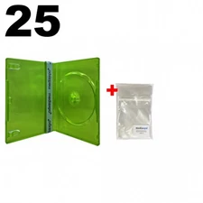25 STANDARD Clear Dark Green Color Single DVD Cases & 100 OPP Bags