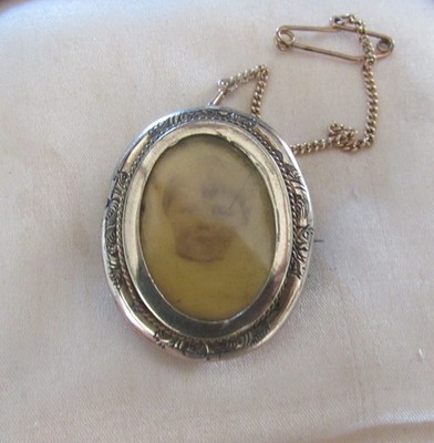 Antike viktorianische Gold Momento Mori doppelseitige Medaillon Andenken Brosche Anstecknadel