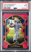 2020 PANINI SELECT PINK PRIZM #44 JUSTIN HERBERT ROOKIE RC 2/10 PSA 9