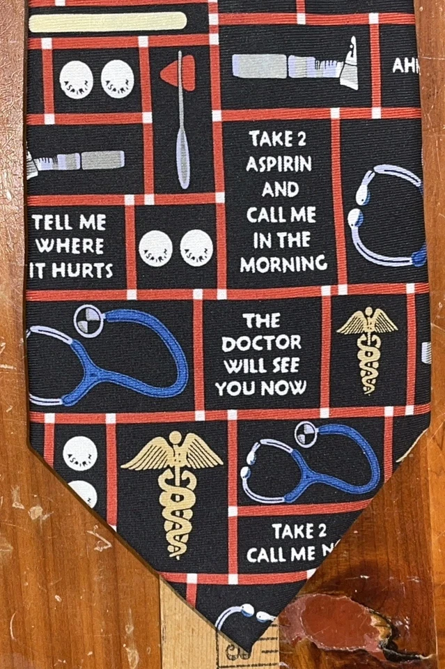 Corbata de museo artefactos para hombre 100 % seda médico herramientas del comercio Foto 3 de 4