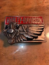VINTAGE 1989 Motor Harley Davidson Cycles Born in the USA Biker Belt Buckle