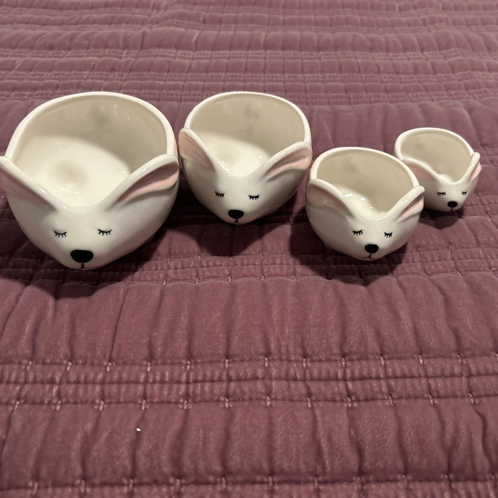 Peony Ceramic Bunny Nesting Measuring Cup Set 4 Pieces