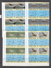 INVERTED CENTER - St Lucia Fighter Aircraft Issue (Mint Never hinged)