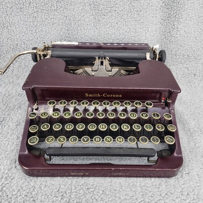 Vintage Flat Top Smith Corona 1930's Maroon Typewriter and