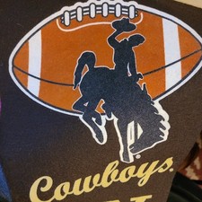 Vintage University of Wyoming COWBOYS Wool Felt Pennant Brown 30” X  11” RARE