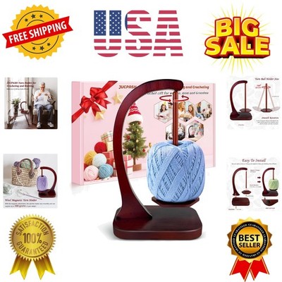 Yarn Holder for Crocheting and Knitting, Wooden Yarn Spinner with Magnetic Ro...