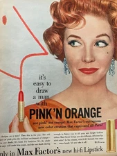Max Factor Cosmetics, Hi Fi Lipstick, Full Page Vintage Print Ad, aa