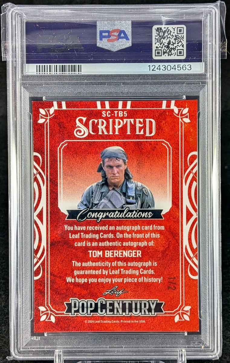 Tom Berenger 2024 Leaf Metal Pop Century Auto Card # 1/2 !! PSA 8