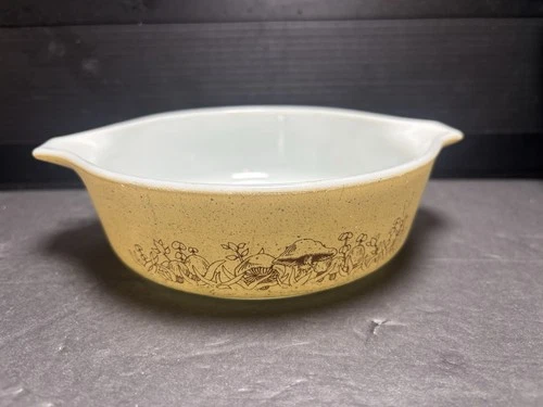 Vintage PYREX Forest Fancies Mushroom Small Casserole Dish 471-b NO Lid