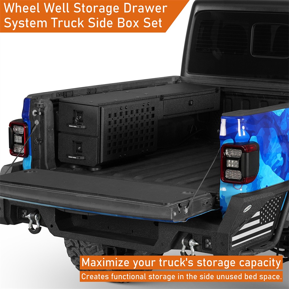 Wheel Well Storage Drawer System Side Box Fit Jeep Gladiator JT