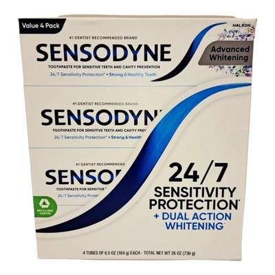 Sensodyne Advanced Whitening Toothpaste 4-Pack 24/7 Sensitivity OB NEW