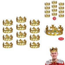 Beistle 60250-GD Plastic Jeweled King's Crowns 12-Count Gold Adjustable