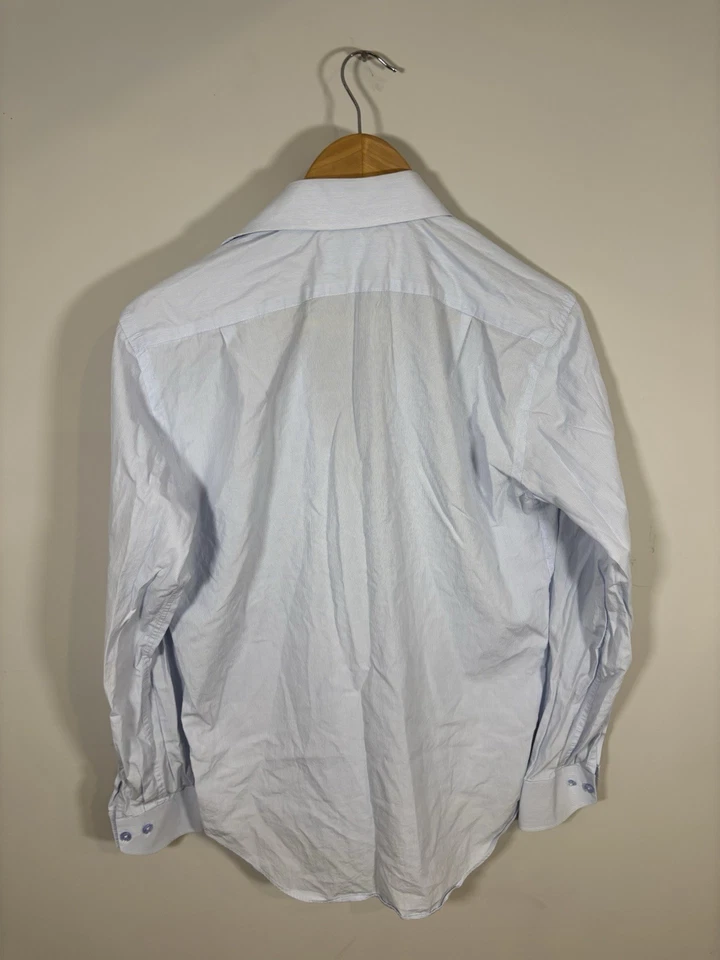 Lorenzo Uomo Shirt Light Blue & White Pin Stripes Trim Fit 15 X 32/33 - Image 2 of 3