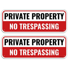 Private Property No Trespassing Sign 2 Pack, 10 x 3.5 inches Sturdy Rust Free