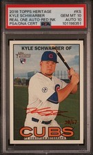 2016 TOPPS KYLE SCHWARBER HERITAGE REAL ONE AUTO RED INK RC #38/67 DUAL PSA 10