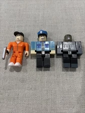 Roblox Action Figures Set of 3 &1 Accessory Jailbreak Rent A Cop Swat Guy No Hat