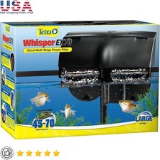 Whisper Quiet Power Filter 240 GPH Multi-Stage Aquarium Filtration Easy Setup US