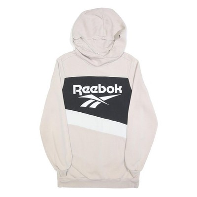 Reebok Damen creme schwarz & weiß Hoodie Baumwollmischung Kleid M Freizeit Sportbekleidung