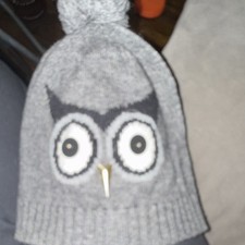 Girls Knit Owl Pom Pom Beanie Hat Acrylic Gra...