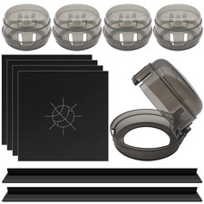 Stove Knob Safety Covers 5 Pack with Gas Stove Knob Locks, Stove Burner Liner...