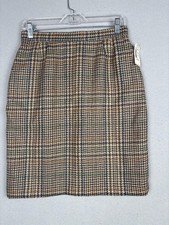 Vintage Evan Picone Petites Skirt Womens 10 Wool Plaid Pencil Knee Length Lined