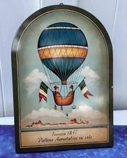 Vintage Italian Venezia  1847 Arte Nuova Forma  Wood Painting  Hot Air Balloon