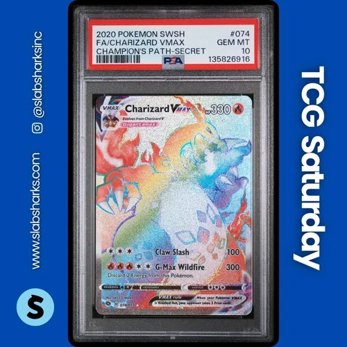 2020 POKEMON SWSH CHAMPION'S PATH #074/073 CHARIZARD VMAX SECRET RARE PSA 10