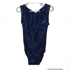 Flip Flop Leo's blue leotard size 6 sparkle silver dance gymnastics