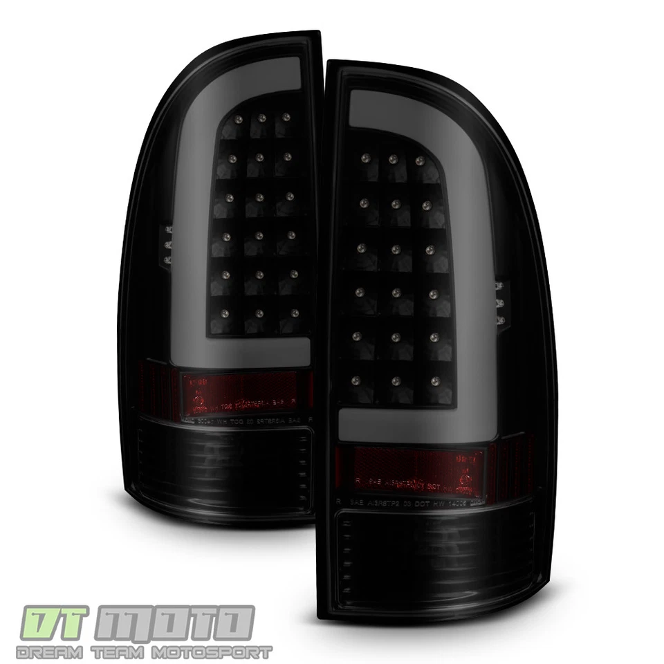 For Black Smoked 2005-2015 Toyota Tacoma LED Tube Tail Lights Lamps Left+Right - Image 2 of 4
