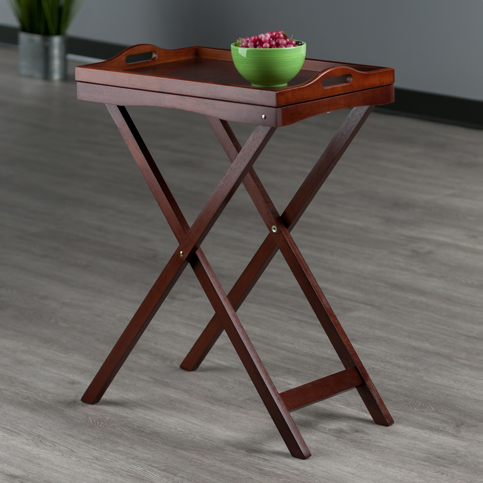 Winsome Wood Devon Butler TV Table with Serving Tray, Walnut Finish