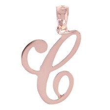 14k Yellow White or Rose Gold Initial Letter C Alphabet A-Z Charm Pendant