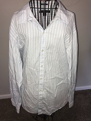 marc anthony slim fit dress shirt Marc Anthony Mens Dress Shirt Button Up Size L Slim Fit Blue/ Vertical Stripe