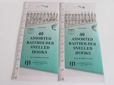 2-Pack lot 80 Total Snelled Bait Holder Fishing Hooks Size 4 6 8 & 10 assorted