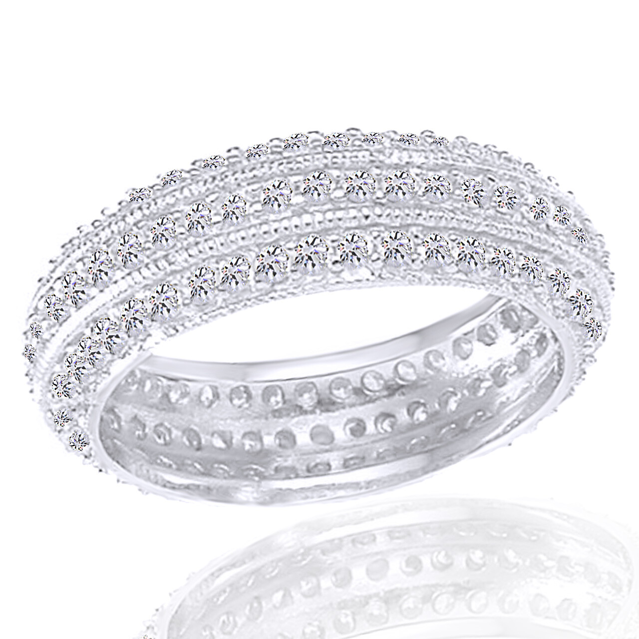 1ct Triple Row Eternity Wedding Band Ring 14K White Gold Plated ...