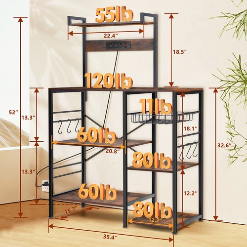 Tierd Microwave Oven Rack Stand Storage Holder Kitchen Corner Shelf Floor Stand - Picture 2 of 8