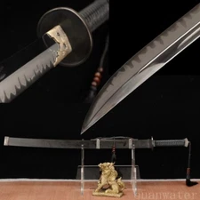 1095 steel clay tempered Sharp chinese ming gong sword copper parts black saya 