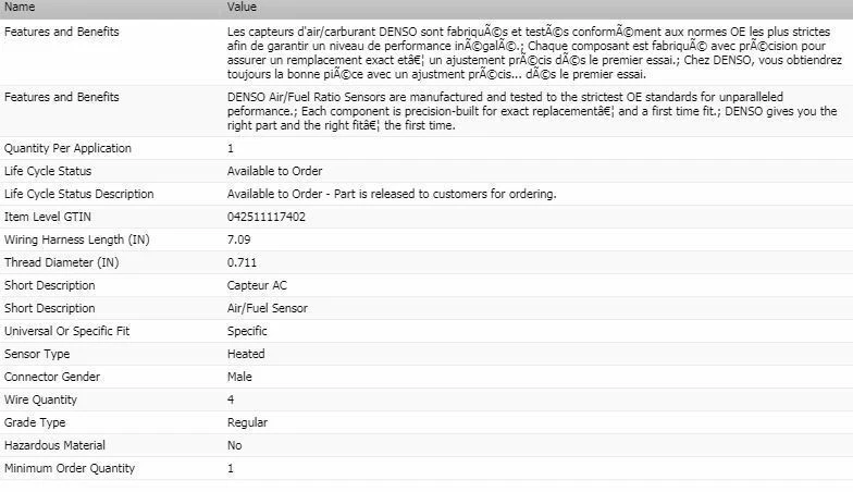 Denso Upstream Right Air/Fuel Ratio Sensor for 2005-2008 TOYOTA TACOMA - Image 2 of 4