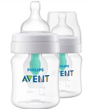 Philips AVENT Anti-Colic Baby Bottles with AirFree Vent, 4oz, 2pk, Clear, SCY...