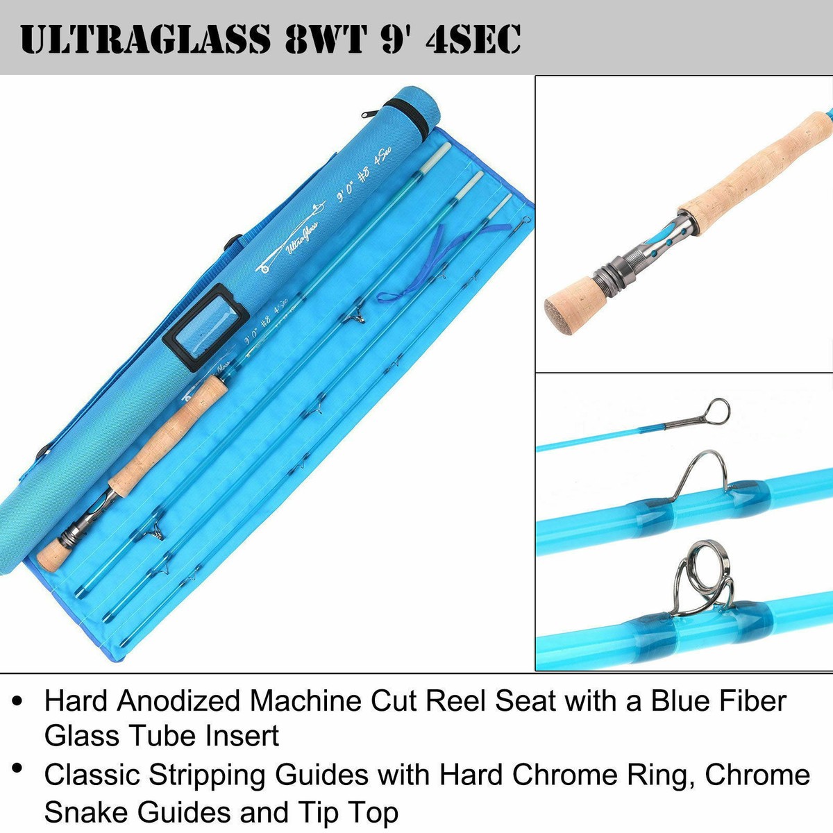 Maxcatch Bluewave Fiberglass Saltwater Fly Fishing Rod 8FT 8WT