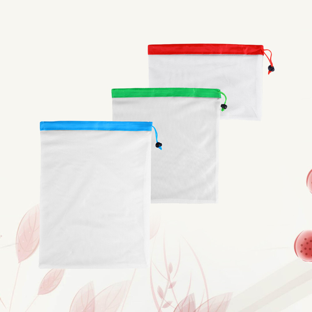 3-Pack Reusable Mesh Grocery Bags for Produce Storage