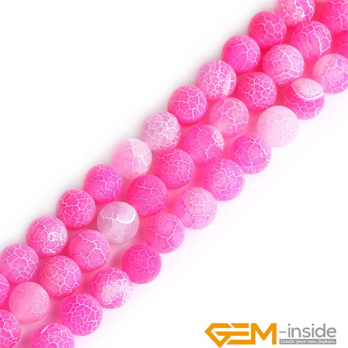 Wholessale Lot Colorful Matte Fire Crackle Agate Round Jewelry Making Beads 15" - Picture 41 of 62