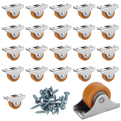 24 PCS 1'' Small Casters Wheels, Mini Fixed Caster Wheels with Metal Top Plate...