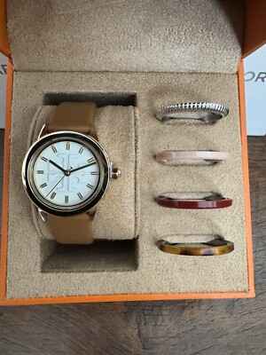 NEW Tory Burch Gold Gigi Watch Interchangeable Bezel Gift Set