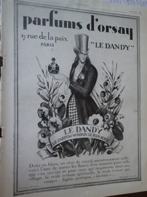 Parfums d'ORSAY Le Dandy + DELION + BASSFAR Reklame Papier ILLUSTRATION 1929